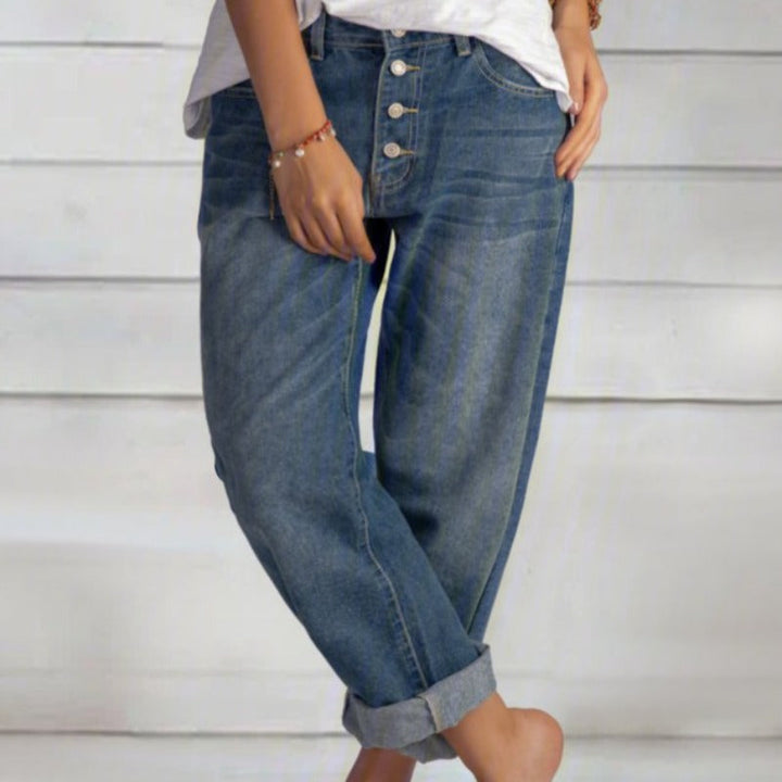 Women's Cropped Wide-Leg Blue Jeans Pants