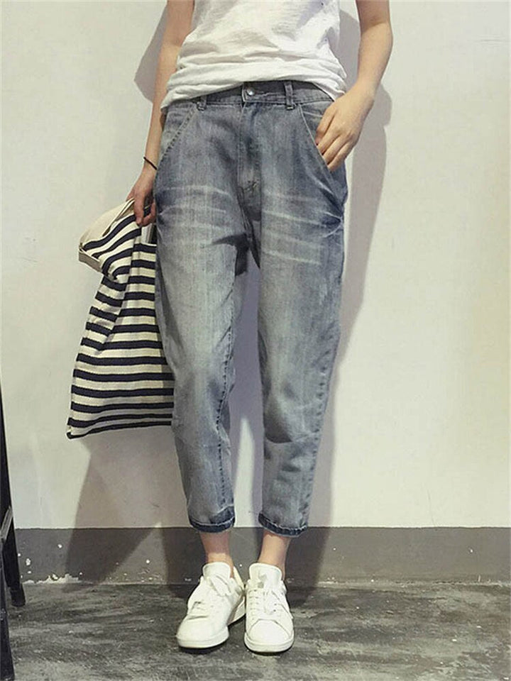 Women's Washed Cropped Denim Pants