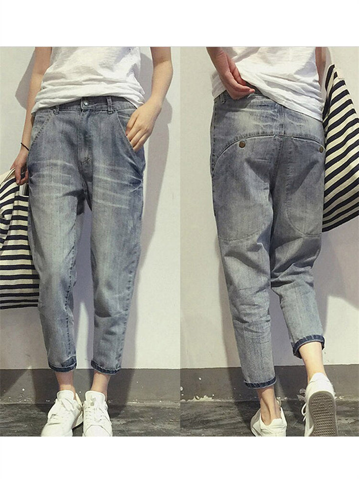Women's Washed Cropped Denim Pants
