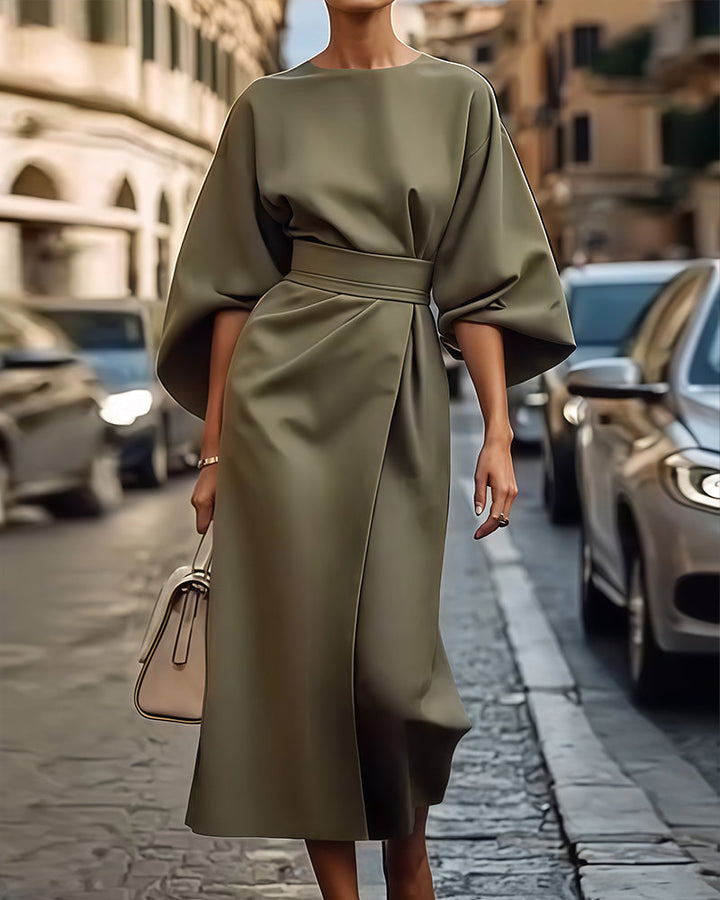 Abeleine | Dress with Lantern Sleeves & Belt