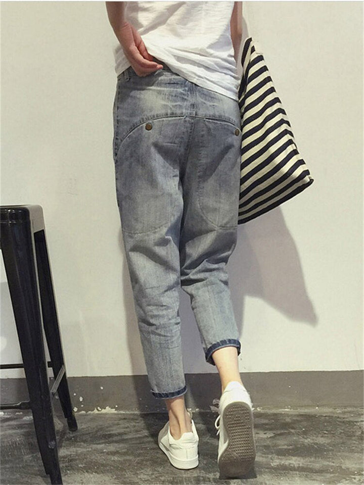 Women's Washed Cropped Denim Pants